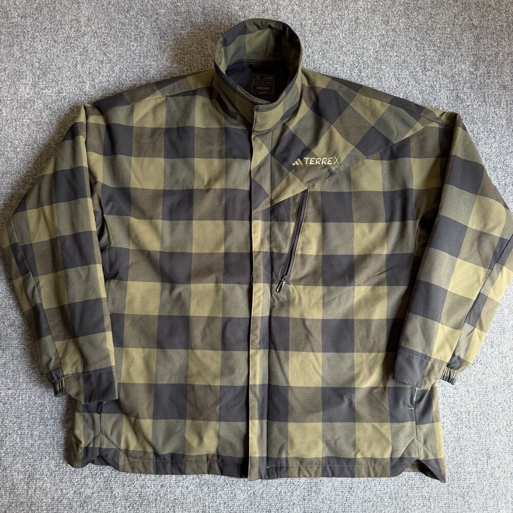 Adidas Terrex Xploric PrimaLoft Insulated Jacket Men’s XL Green Plaid Hiking